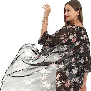 Floral Kimono Cardigan Swimsuit Beach Cover up